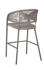 Indoor/Outdoor Metal Armed Barstool with Taupe Terylene Fabric Seat and Back - Image 3