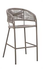 Indoor/Outdoor Metal Armchair with Taupe Terylene Fabric Seat and Back - Image 4