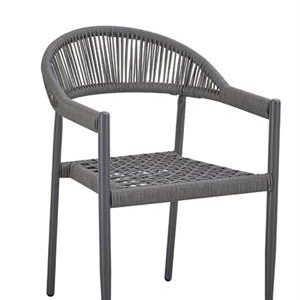 Patio Armchair with Dark Gray Metal Frame and Terylene Woven Seat & Back