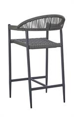 Patio Armed Barstool with Dark Gray Metal Frame and Terylene Woven Seat & Back - Image 3