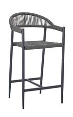 Patio Armed Barstool with Dark Gray Metal Frame and Terylene Woven Seat & Back - Image 2