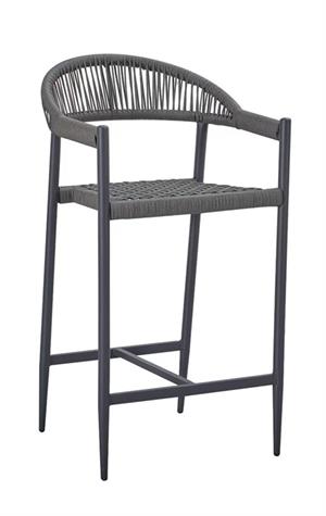 Patio Armed Barstool with Dark Gray Metal Frame and Terylene Woven Seat & Back