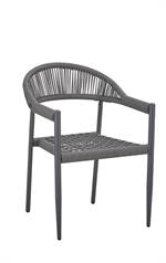 Patio Armed Barstool with Dark Gray Metal Frame and Terylene Woven Seat & Back - Image 5