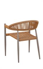 Indoor/Outdoor Metal Armchair with Natural Tan Terylene Weave Seat and Back - Image 3