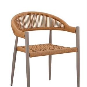 Indoor/Outdoor Metal Armchair with Natural Tan Terylene Weave Seat and Back