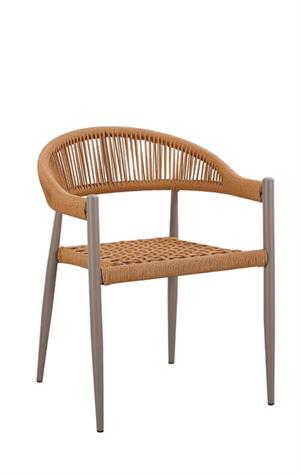 Indoor/Outdoor Metal Armchair  with Natural Tan Terylene Weave Seat and Back