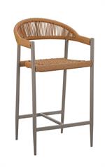 Patio Armed Barstool with Dark Gray Metal Frame and Terylene Woven Seat & Back - Image 6