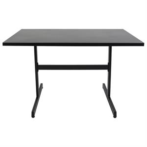 Patio 30" x 48" Black Metal Table with Rectangular Top and T-Leg Base for Outdoor Use