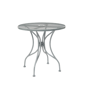 36" Round Steel Mesh Top Outdoor Table with 2" Umbrella Hole in Grey Finish