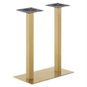18''x 36'" Gold Finish Stainless Steel Bar Height Table Base for Indoor Use