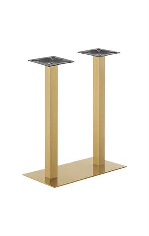 18''x 36'" Gold Finish Stainless Steel Bar Height Table Base for Indoor Use