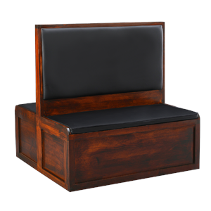 Solid Pinewood Double Booth w/ Padded Black Vinyl Seat & Back