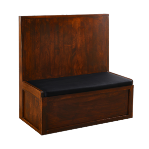 Solid Pinewood Single Booth w/ Padded Black Vinyl Seat
