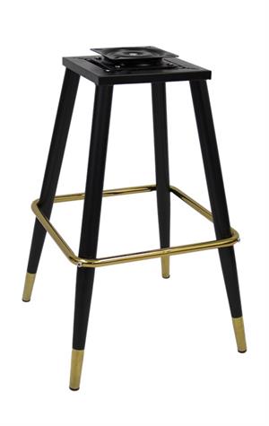 Black metal frame with gold footrest and feet