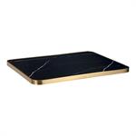 1 1/8" Marble White Sintered Stone Table Top with Gold Stainless Steel Edge, Indoor/Outdoor Use - Image 4
