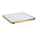 1 1/8" Marble White Sintered Stone Table Top with Gold Stainless Steel Edge, Indoor/Outdoor Use - Image 6