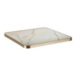 1 1/8" Gold Veining Marble White Sintered Stone Table Top with Gold Aluminum Edge, Indoor/Outdoor Use - Image 4