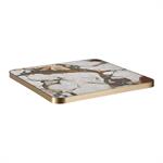 1 1/8" Soft Grey and Charcoal Veining Sintered Stone Table Top with Gold Stainless Steel Edge, Indoor/Outdoor Use - Image 4