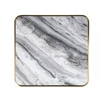 1 1/8" Soft Grey and Charcoal Veining Sintered Stone Table Top with Gold Stainless Steel Edge, Indoor/Outdoor Use - Image 3
