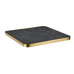 1 1/8" Soft Grey and Charcoal Veining Sintered Stone Table Top with Gold Stainless Steel Edge, Indoor/Outdoor Use - Image 5