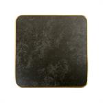 1 1/8" Subtle Cloudy Texture Black Sintered Stone Table Top with Gold Stainless Steel Edge, Indoor/Outdoor Use - Image 3