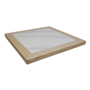 Sintered Stone Table Top with Ashwood Edge in Natural color, 1.5" Thick