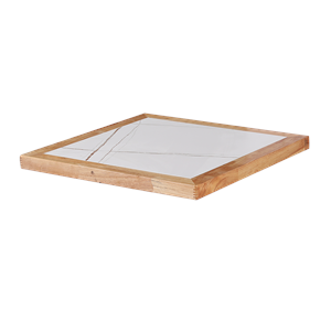 Rubberwood Edge in Cherry Color Sintered Stone Table Top