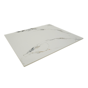 7/8" Marble White Sintered Stone Table Top in  "Smoky Ink " Design