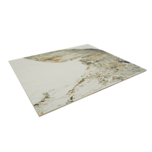 7/8" Marble White Sintered Stone Table Top in  "Messy Smear" Design