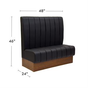 48"L Veneer Wood Booths in Black, Vinyl Padded Seat & Back