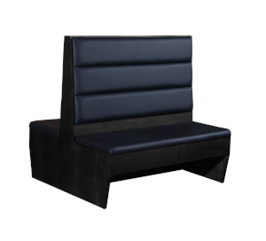 47"H Double Booth in Black Veneer Frame, Vinyl Padded Sear & Back