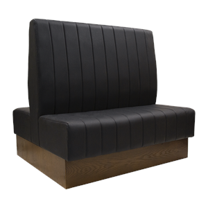 48"L Veneer Wood Double Booth in Black, Vinyl Padded Seat & Back