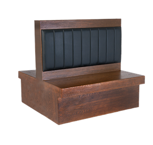 48"H Double Booth in Walnut Veneer Frame, Vinyl Padded Channeled Back