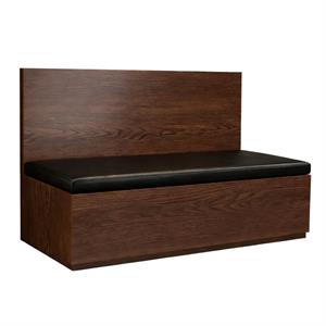 72"L x 42"H Single Booth with Black Vinyl Seat and Walnut Veneer Frame