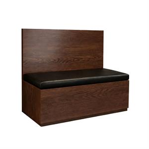 48"L x 42"H Single Booth with Black Vinyl Seat and Walnut Veneer Frame