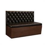 48"L x 42"H Single Booth with Walnut Veneer Frame, Black Vinyl Seat, and Diamond Tufted Back - Image 2