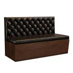 48"L x 42"H Single Booth with Walnut Veneer Frame, Black Vinyl Seat, and Diamond Tufted Back - Image 3