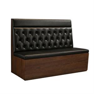 60"L x 42"H Single Booth with Black Diamond Tufted Back, Walnut Veneer Base, and Upholstered Seat