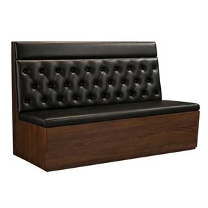 72"L x 42"H Single Booth with Black Diamond Tufted Back, Walnut Veneer Base, and Upholstered Seat