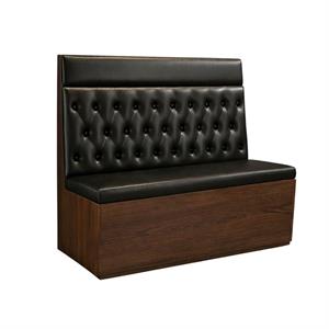 48"L x 42"H Single Booth with Black Diamond Tufted Back, Walnut Veneer Base, and Upholstered Seat