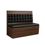 72"L x 42"H Single Booth with Walnut Veneer Frame, Black Vinyl Seat, and Square Tufted Back - Image 2