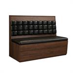 48"L x 42"H Single Booth with Walnut Veneer Frame, Black Vinyl Seat, and Square Tufted Back - Image 2