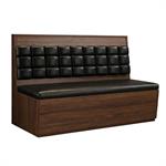 48"L x 42"H Single Booth with Walnut Veneer Frame, Black Vinyl Seat, and Square Tufted Back - Image 3