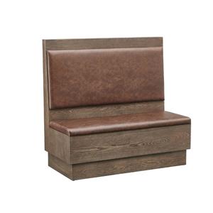 47"L x 46"H Single Booth with Brown Vinyl Seat and Back, Walnut Veneer Frame