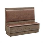 47"L x 46"H Double Booth with Brown Vinyl Seat and Back, Walnut Veneer Frame - Image 3
