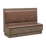 47"L x 46"H Double Booth with Brown Vinyl Seat and Back, Walnut Veneer Frame - Image 4