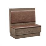 47"L x 46"H Double Booth with Brown Vinyl Seat and Back, Walnut Veneer Frame - Image 2