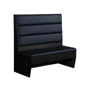 47"H Single Booth in Black Veneer Frame, Vinyl Padded Sear & Back