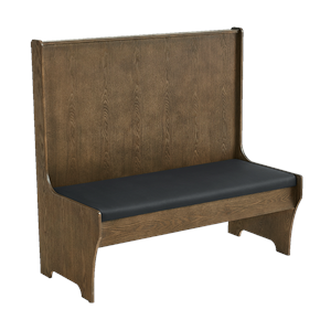 Walnut Color Veneer Wood Frame Single Booth w/ Black Vinyl Seat