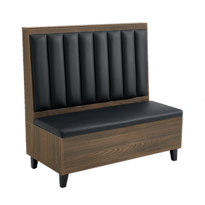 Veneer Wood Frame, 8 channel Back Single Booths w/ Black Vinyl Back & Seat